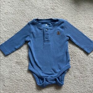 Gap Blue Ribbed Long Sleeve Baby Bodysuit